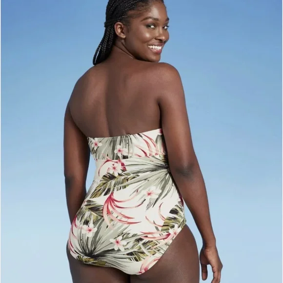 NWT Kona Sol Tropical Print swim Suit with detachable straps, Size M - Picture 4 of 12